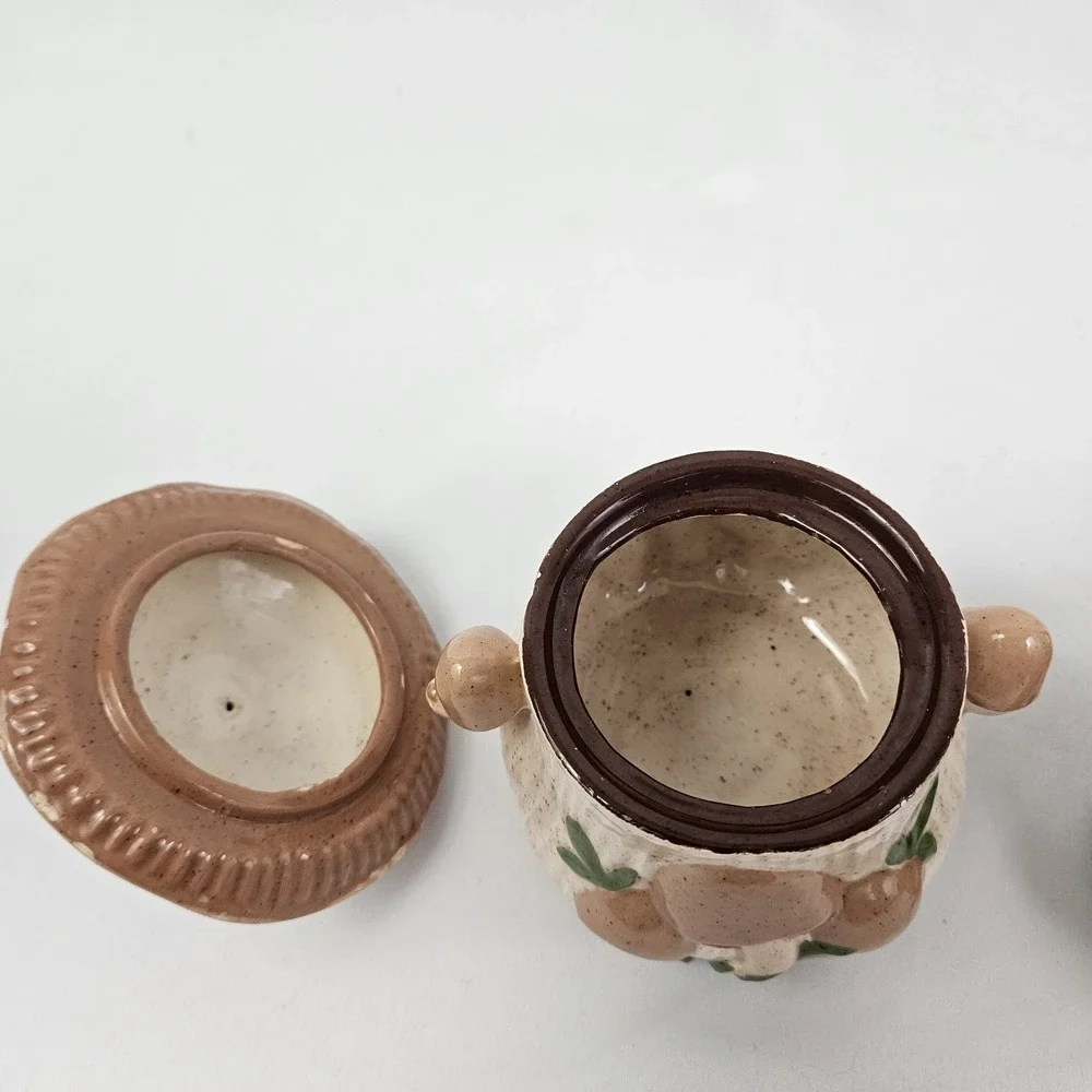 Arnel's Sugar & Creamer Set 3D Mushroom Ceramic 1970's Vintage MCM Kitschy Retro